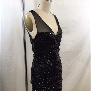 Sequined sheer strap ruched dress